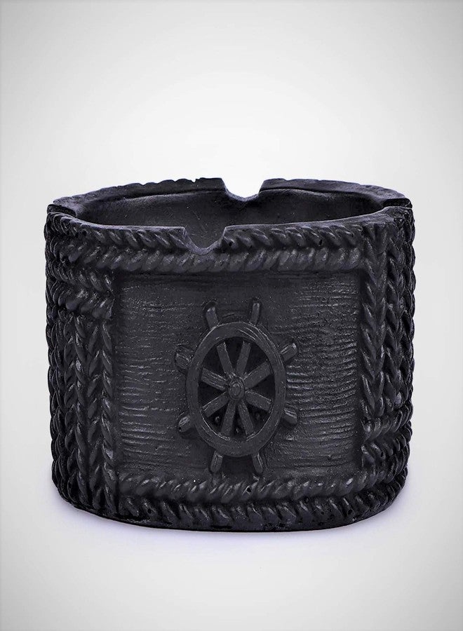 Inara Creation Oval Shape Boat Handle Ashtray - Black - Image 1